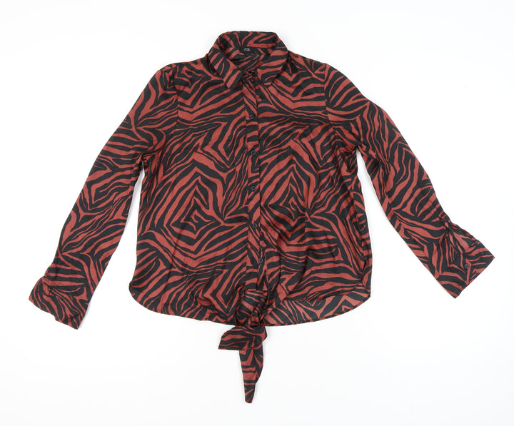 River Island Womens Multicoloured Animal Print Button-Up Shirt Size 8