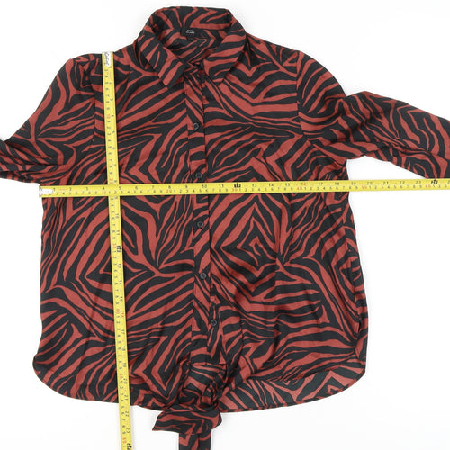 River Island Womens Multicoloured Animal Print Button-Up Shirt Size 8