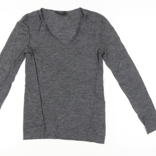 Donna Karan Womens Grey XS Wool V-Neck Pullover Jumper