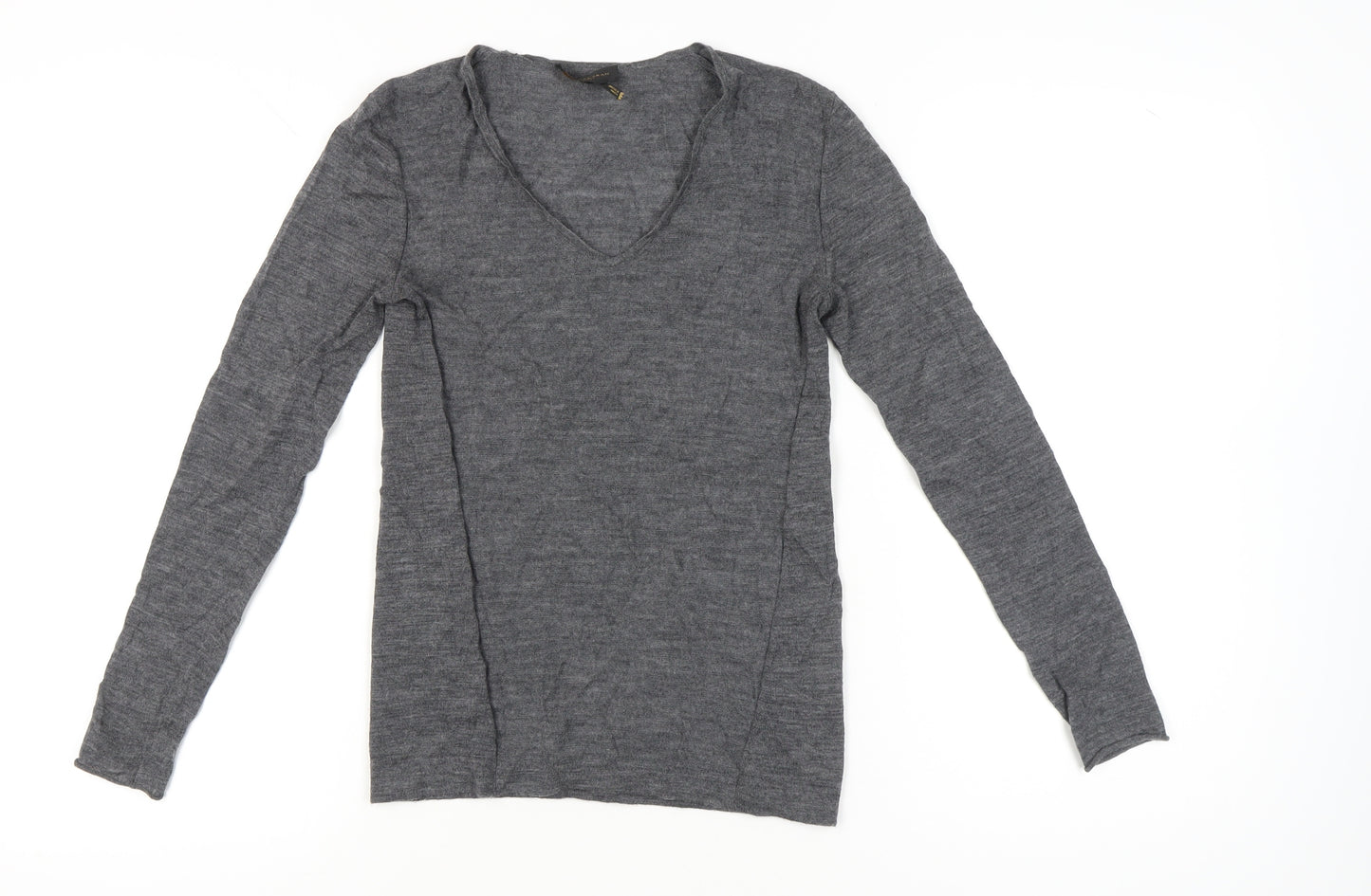 Donna Karan Womens Grey XS Wool V-Neck Pullover Jumper