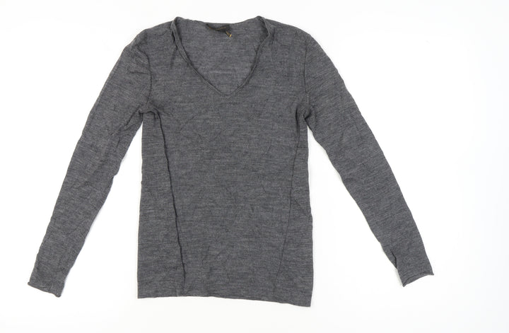 Donna Karan Womens Grey XS Wool V-Neck Pullover Jumper