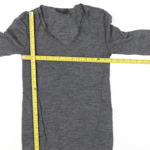 Donna Karan Womens Grey XS Wool V-Neck Pullover Jumper
