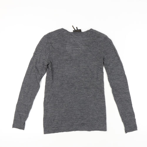 Donna Karan Womens Grey XS Wool V-Neck Pullover Jumper