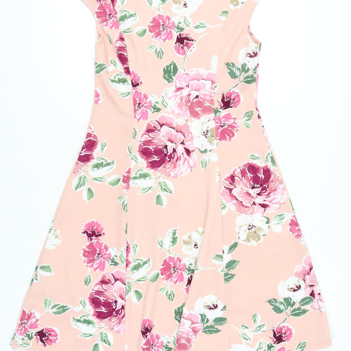 Ronni Nicole Womens Pink Floral Fit & Flare Dress Size 10