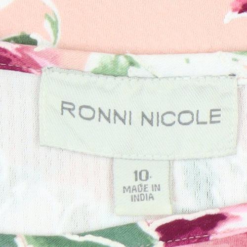Ronni Nicole Womens Pink Floral Fit & Flare Dress Size 10
