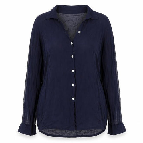 Topshop Womens Blue Size 10 Sheer Long Sleeve Button-Up Shirt