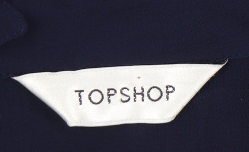 Topshop Womens Blue Size 10 Sheer Long Sleeve Button-Up Shirt