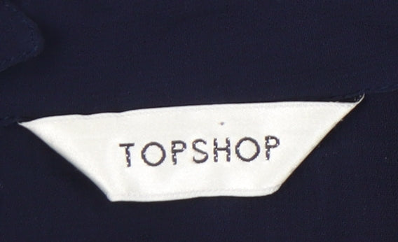 Topshop Womens Blue Size 10 Sheer Long Sleeve Button-Up Shirt