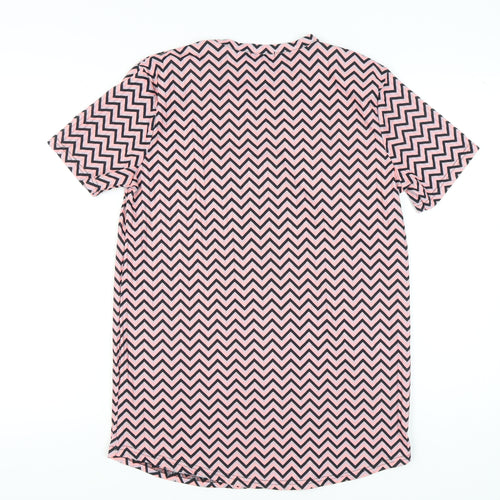 MAN Mens Pink Geometric Jersey T-Shirt Size S Regular Fit
