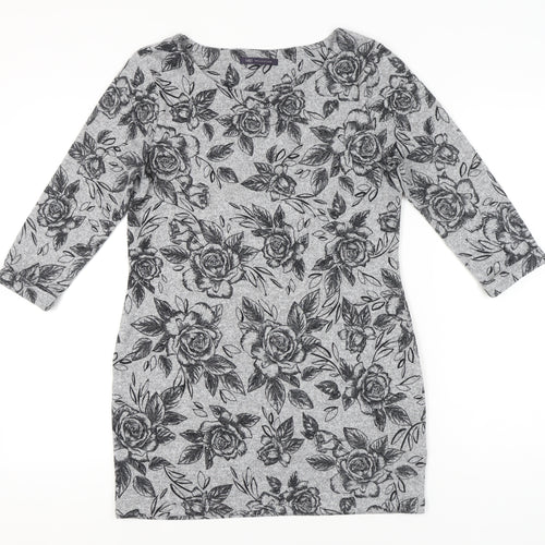 Marks and Spencer Women’s Grey Floral Shift Dress Size 12