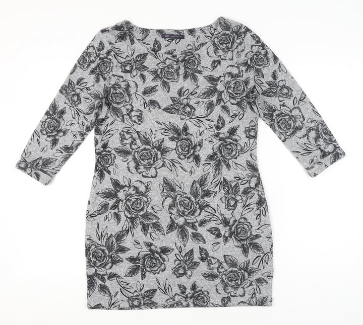 Marks and Spencer Women’s Grey Floral Shift Dress Size 12