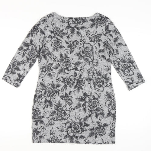 Marks and Spencer Women’s Grey Floral Shift Dress Size 12