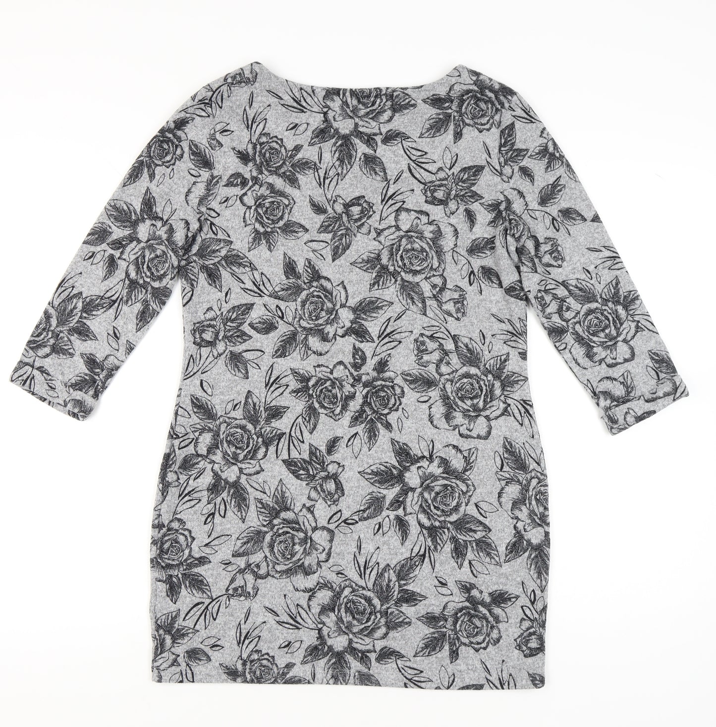 Marks and Spencer Women’s Grey Floral Shift Dress Size 12