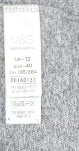 Marks and Spencer Women’s Grey Floral Shift Dress Size 12