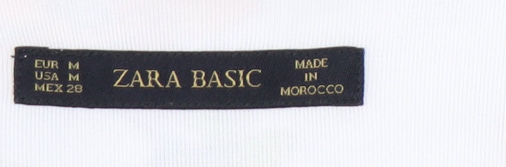 Zara Basic Women’s White Floral Sheath Dress Size 12 Sleeveless V-Neck