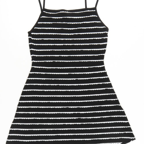 Topshop Women Black White Stripe Mini Slip Dress Size 12