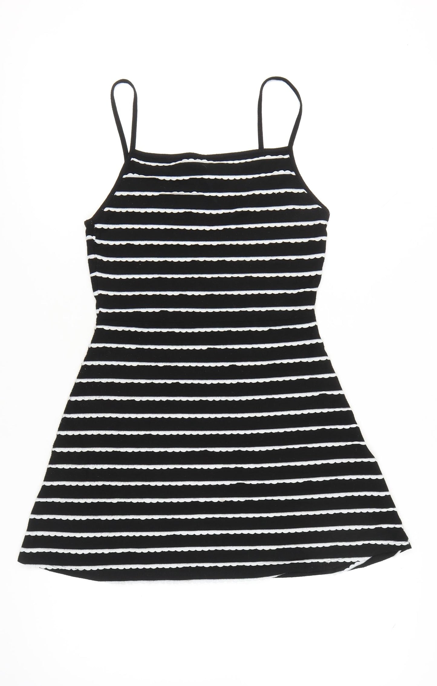 Topshop Women Black White Stripe Mini Slip Dress Size 12