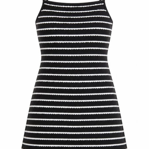 Topshop Women Black White Stripe Mini Slip Dress Size 12