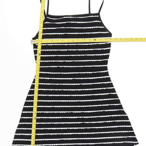 Topshop Women Black White Stripe Mini Slip Dress Size 12