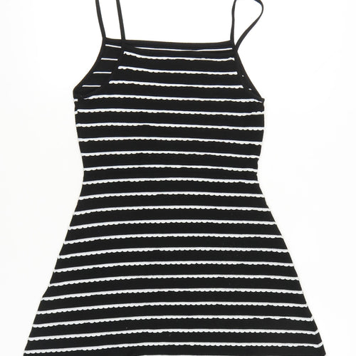 Topshop Women Black White Stripe Mini Slip Dress Size 12