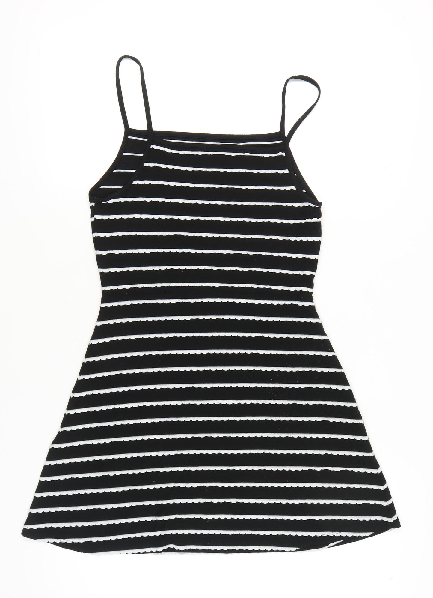 Topshop Women Black White Stripe Mini Slip Dress Size 12