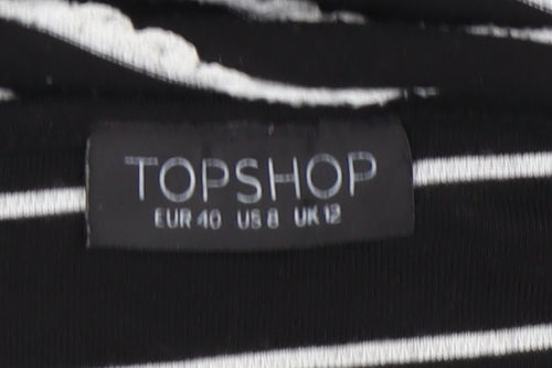 Topshop Women Black White Stripe Mini Slip Dress Size 12