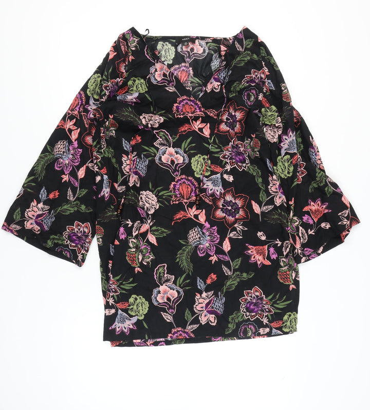 Next Womens Multicoloured Floral Cotton Tunic Blouse Size 14