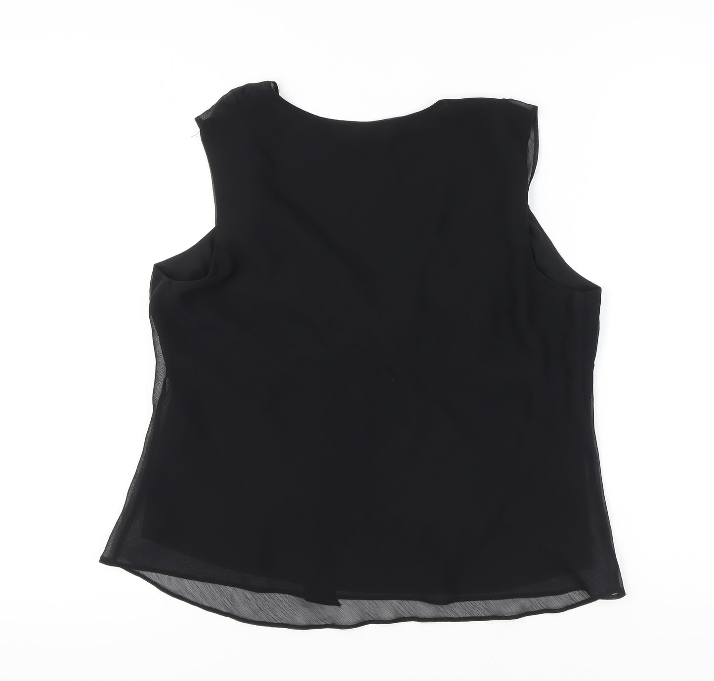 Dorothy Perkins Womens Black Chiffon Bow Blouse UK 18 V-Neck Sleeveless