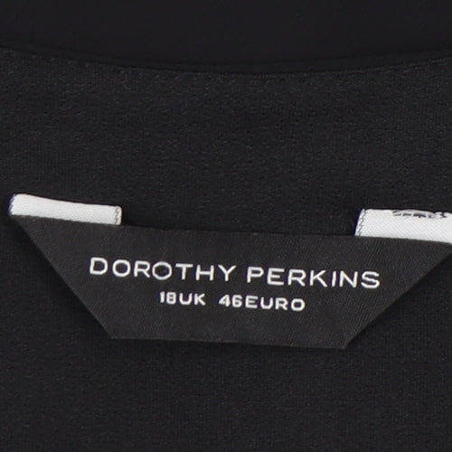 Dorothy Perkins Womens Black Chiffon Bow Blouse UK 18 V-Neck Sleeveless