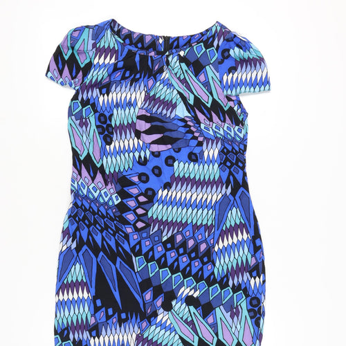 Dorothy Perkins Women’s Blue Geometric Shift Dress Size 12 Short Sleeve