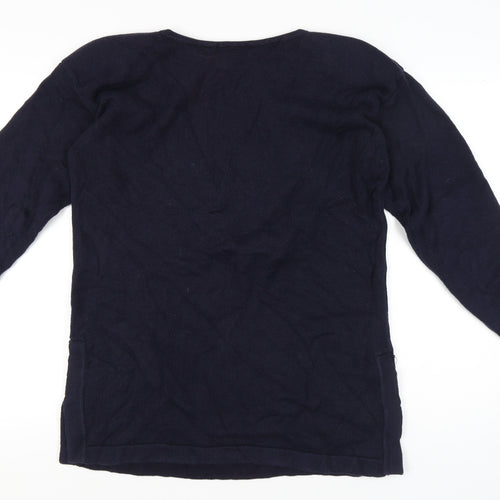 St Michael Womens Blue Tunic Jumper Size 12 Cotton Long Sleeve