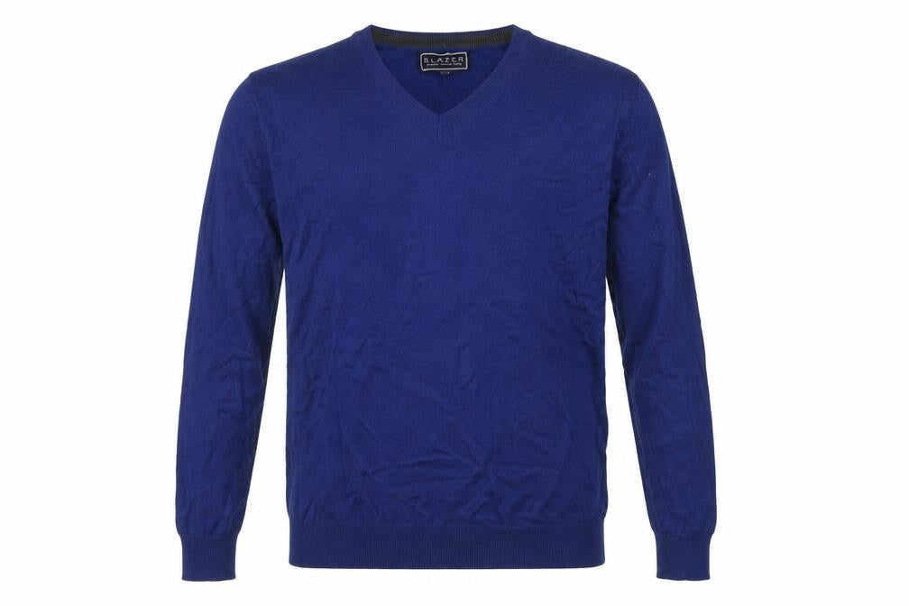 Front view of Blazer Men's Blue XL V-Neck Wool Blend jumper
