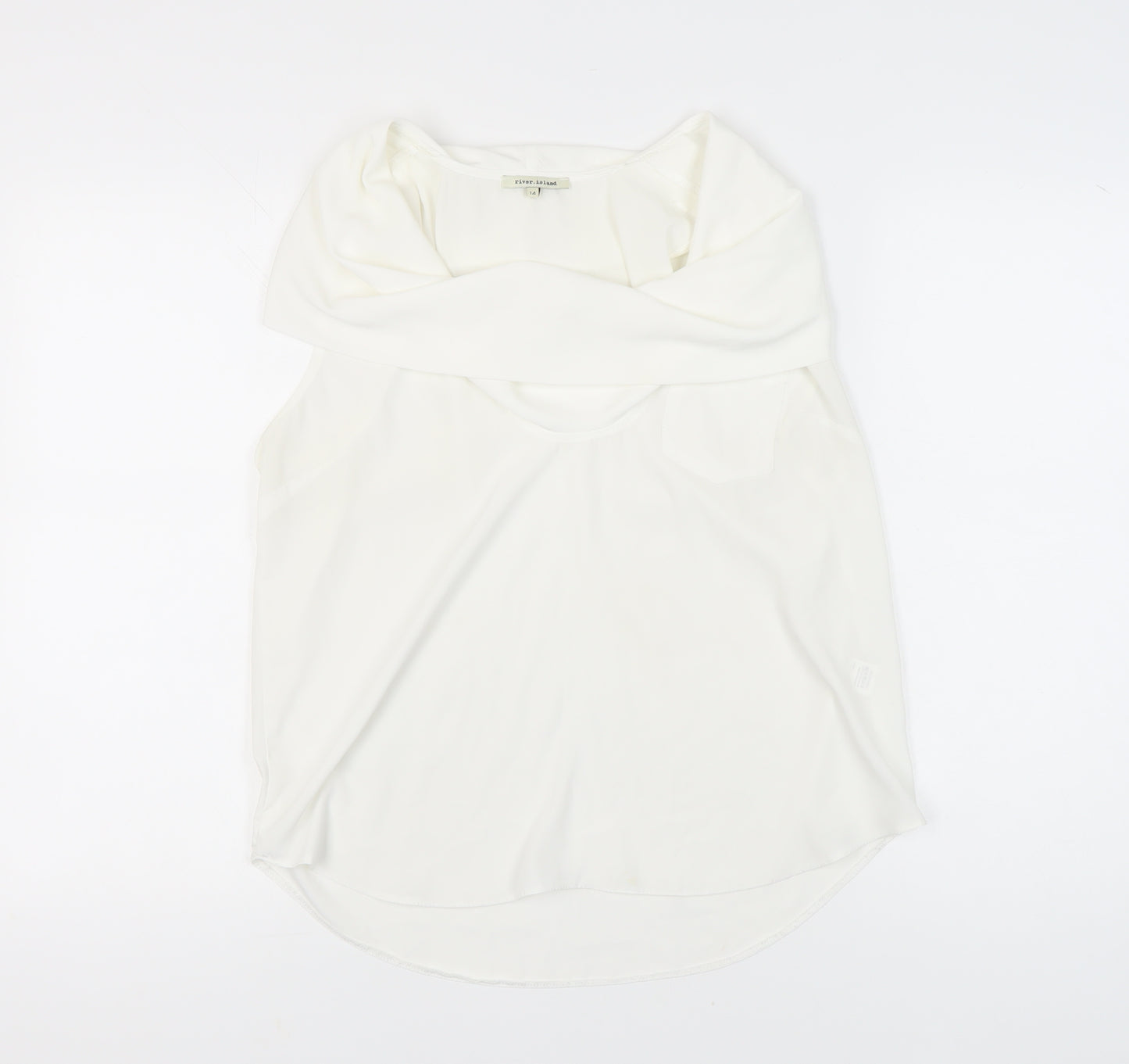 River Island Women’s White Cowl Neck Sleeveless Blouse Size 14