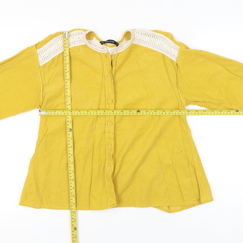 Zara Basic Women’s Yellow Crochet Button Tunic Blouse Size 8