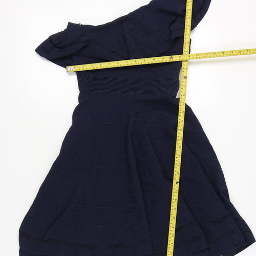 Ted Baker Women’s Blue One Shoulder Fit & Flare Ruffle Dress Size M