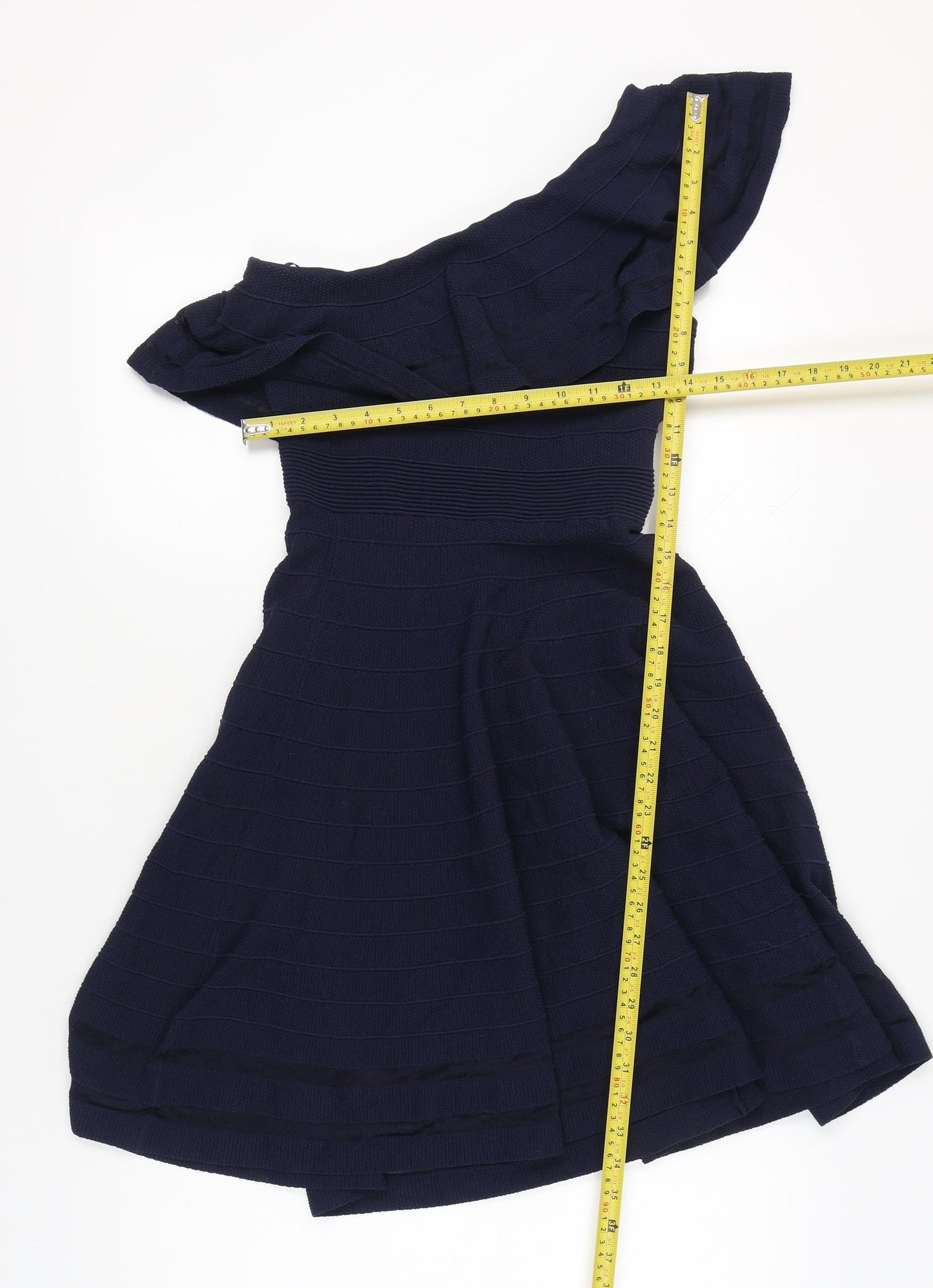 Ted Baker Women’s Blue One Shoulder Fit & Flare Ruffle Dress Size M