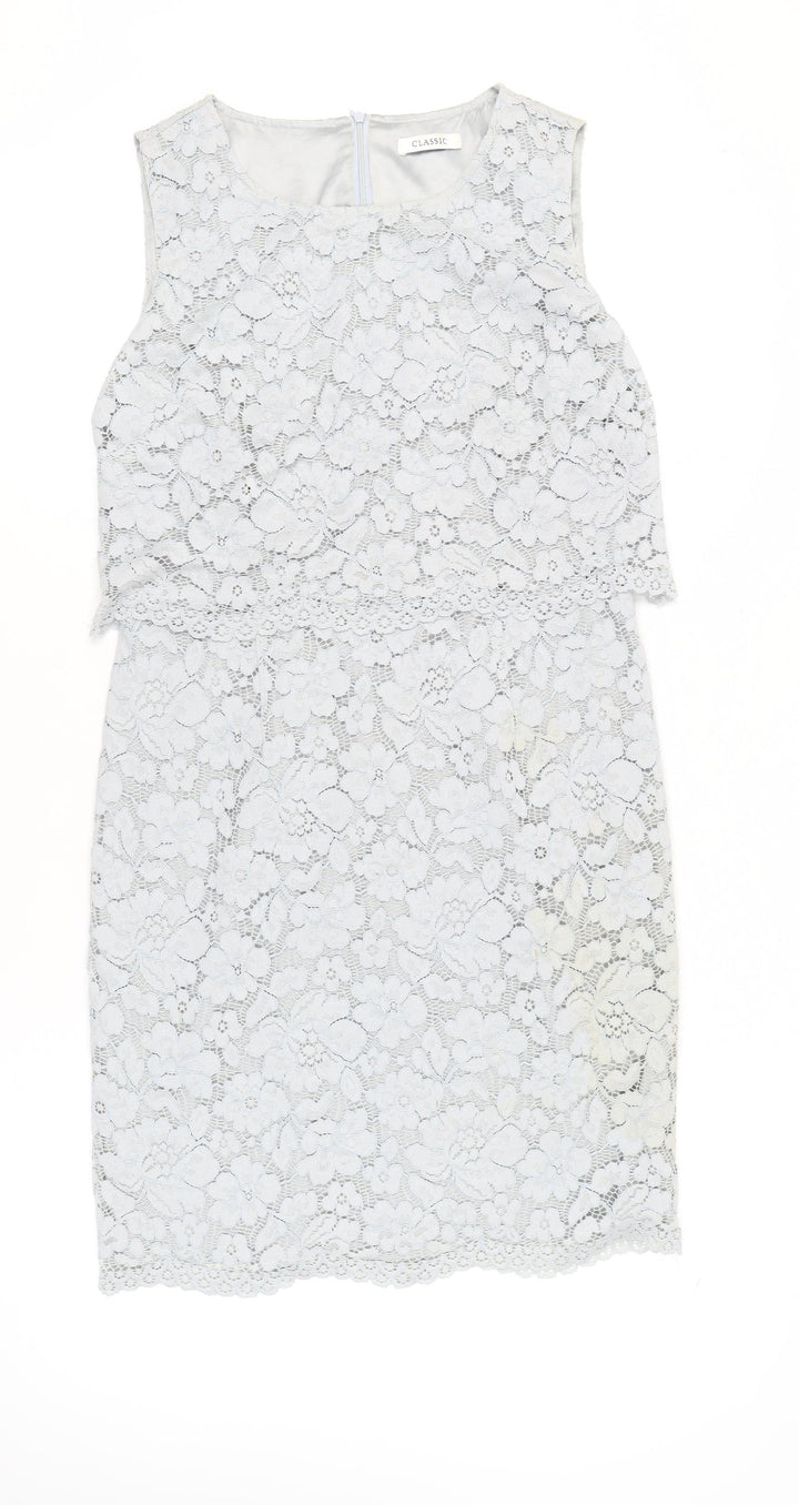 Marks and Spencer Women’s Grey Lace Sheath Dress Size 10 Knee Length