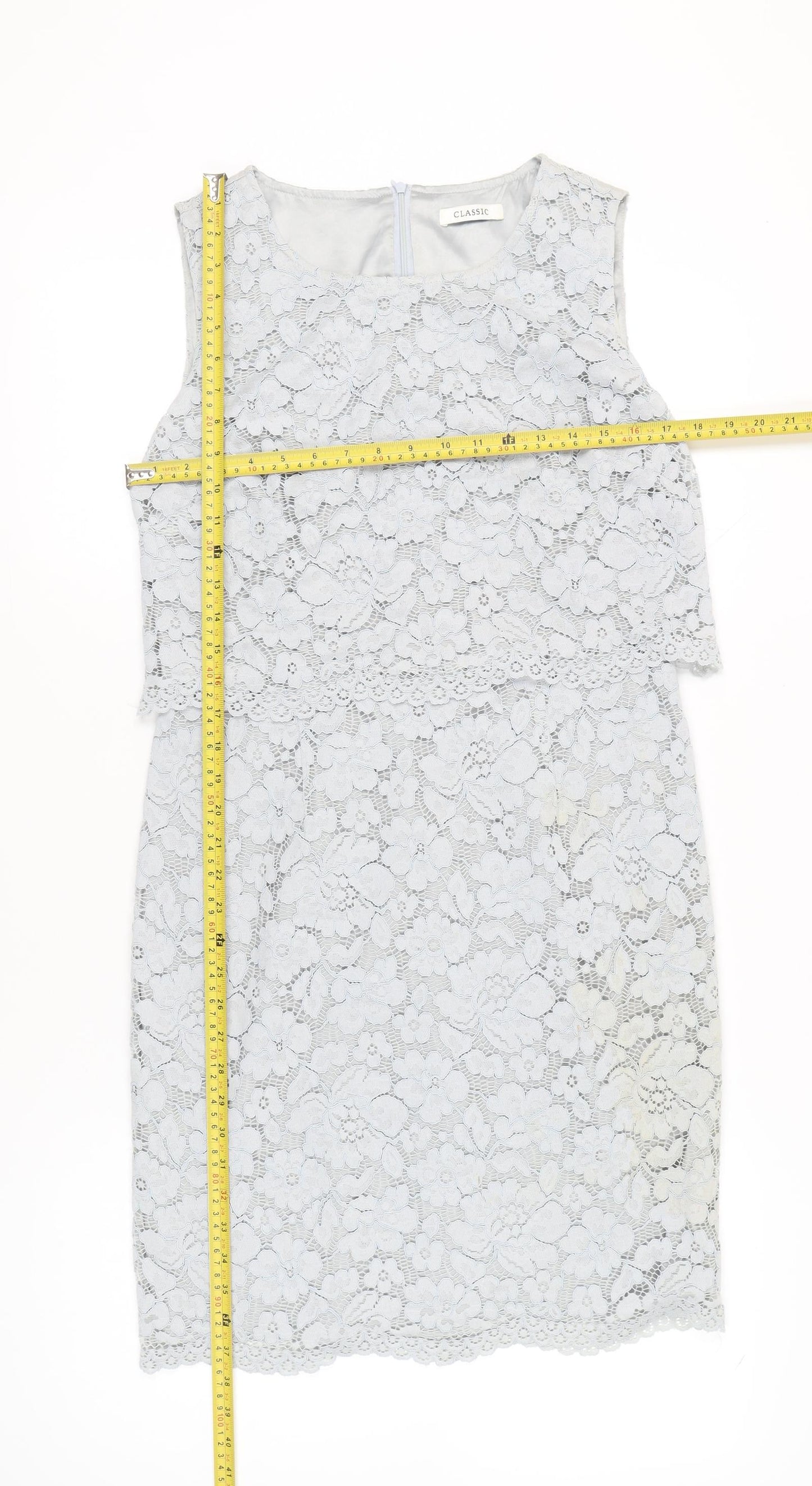 Marks and Spencer Women’s Grey Lace Sheath Dress Size 10 Knee Length