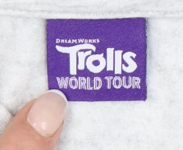 George Girls Trolls Hoodie Grey Sequin Pullover Hooded Sweatshirt 9-10Y