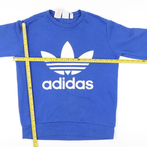 Adidas Teens Blue Logo Pullover Sweatshirt Size 14Y Cotton Blend