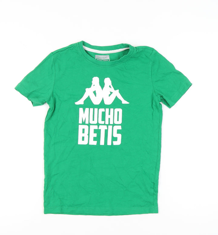Kappa Boys Green 12 Years Logo Football Graphic Short Sleeve T-Shirt