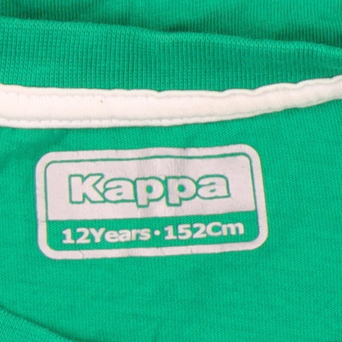 Kappa Boys Green 12 Years Logo Football Graphic Short Sleeve T-Shirt