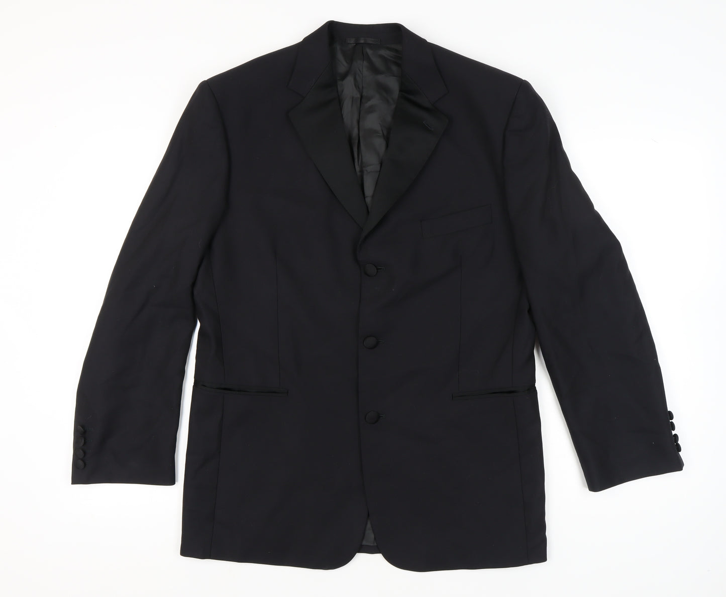 Jaeger Men's Black Wool 50R Suit Jacket Classic Formal Wear