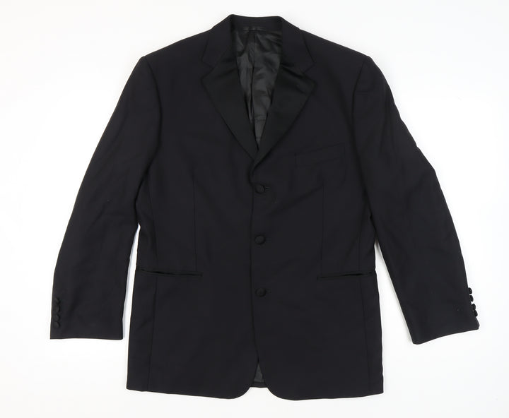 Jaeger Men's Black Wool 50R Suit Jacket Classic Formal Wear