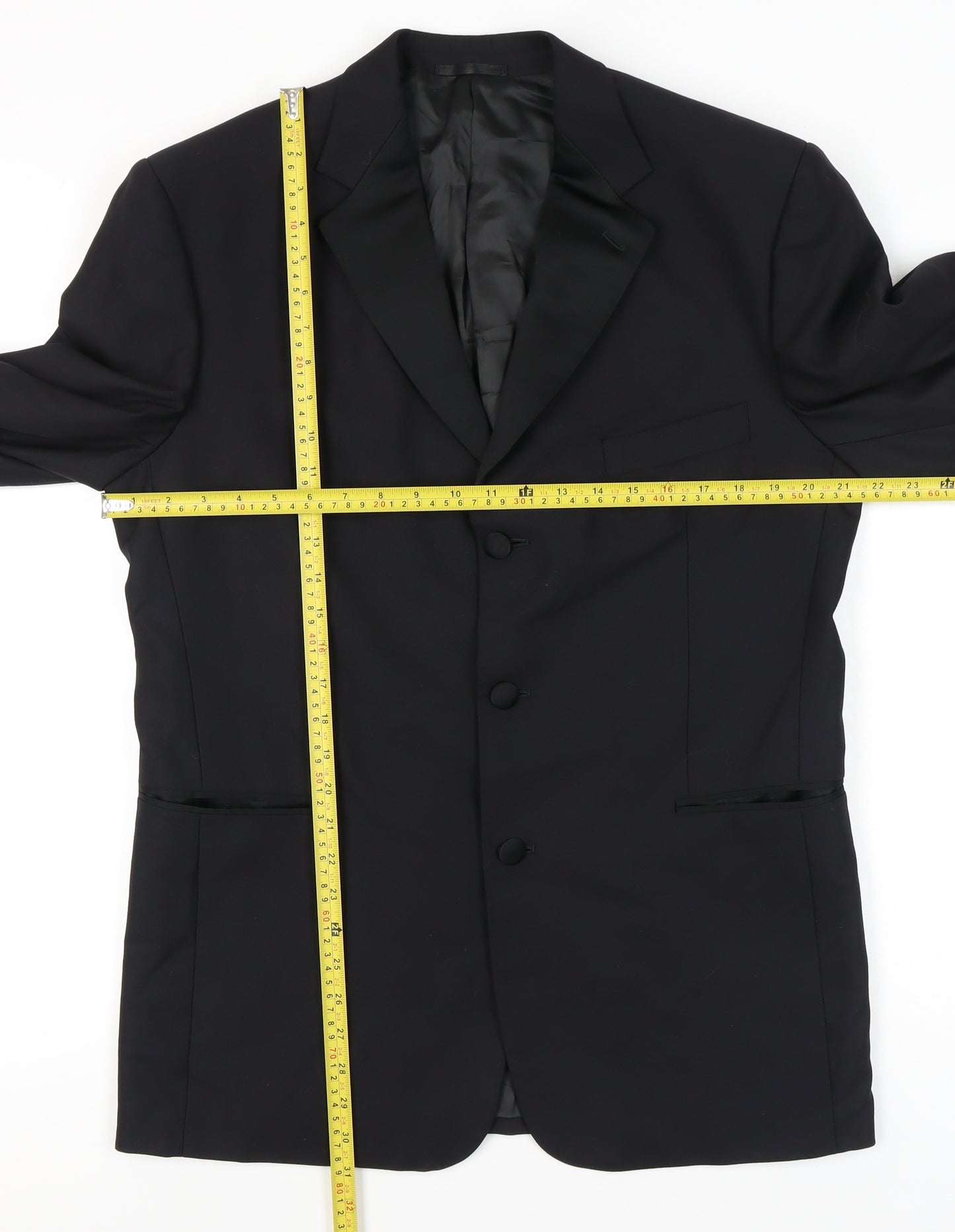 Jaeger Men's Black Wool 50R Suit Jacket Classic Formal Wear