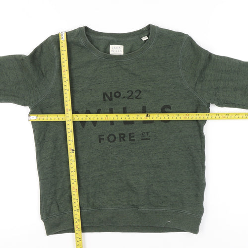 Jack Wills Womens Green UK 8 Cotton Logo Sweatshirt Pullover