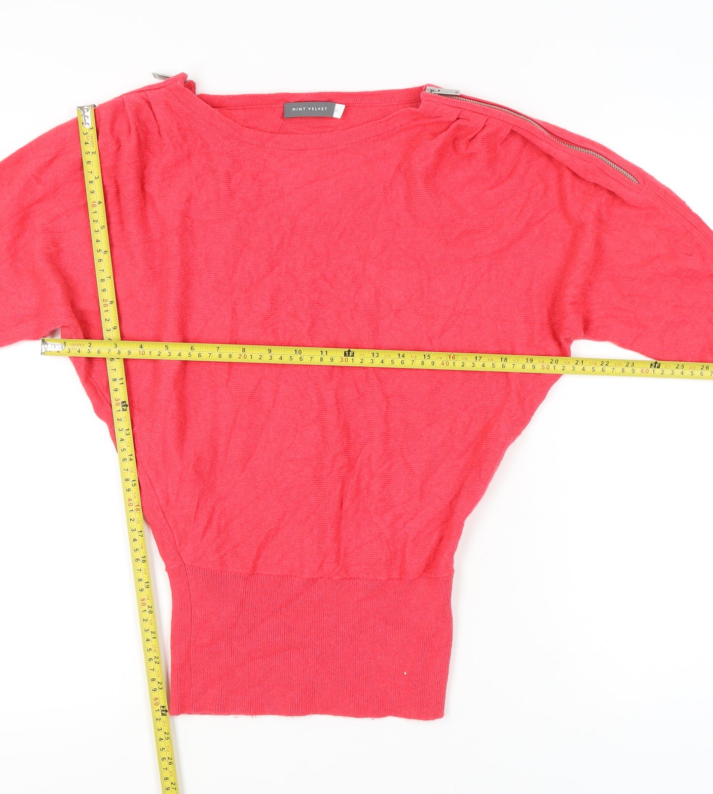 Mint Velvet Womens Pink XS Boat Neck Dolman Sleeve Jumper
