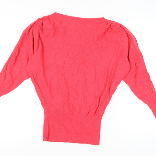 Mint Velvet Womens Pink XS Boat Neck Dolman Sleeve Jumper