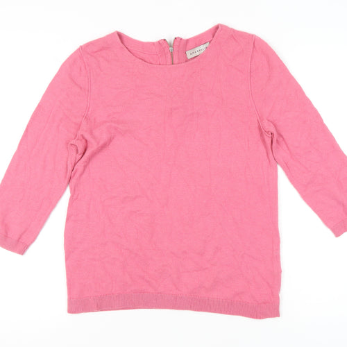 Amaryllis Women Pink Crew Neck Pullover Jumper L 3/4 Sleeve