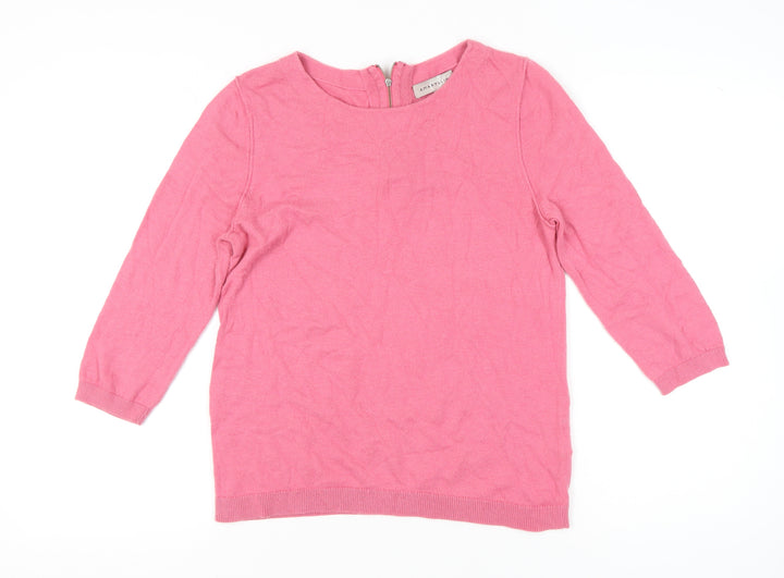 Amaryllis Women Pink Crew Neck Pullover Jumper L 3/4 Sleeve